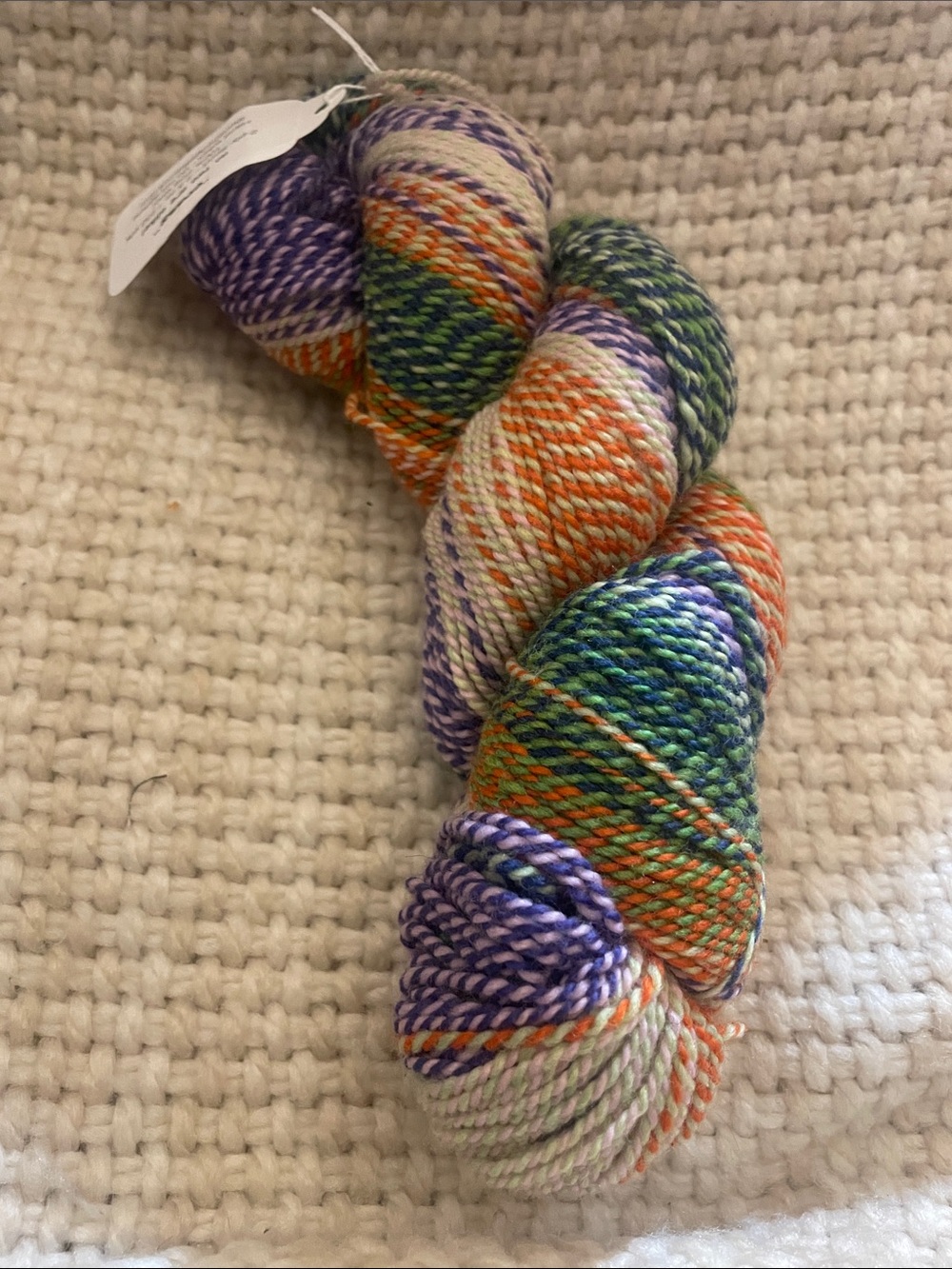 Crazy 8 Bright Twisted Yarn Skein - Purple, Orange, Green, White